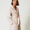 Manteaux Et Trenchs*TWINSET Milano Manteau Réversible MYFO En Drap De Laine Mélangée Bicolore Fog/Corail Fluo