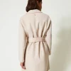Manteaux Et Trenchs*TWINSET Milano Manteau Réversible MYFO En Drap De Laine Mélangée Bicolore Fog/Corail Fluo