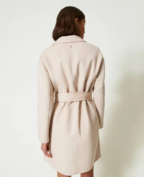 Manteaux Et Trenchs*TWINSET Milano Manteau Réversible MYFO En Drap De Laine Mélangée Bicolore Fog/Corail Fluo