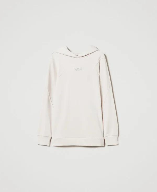 maxi_sweatshirt_avec_logo_1.webp Sweat-Shirts*TWINSET Milano Maxi Sweat-shirt Avec Logo Blanc « Old White »