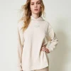 maxi_sweatshirt_avec_logo_2.webp Sweat-Shirts*TWINSET Milano Maxi Sweat-shirt Avec Logo Blanc « Old White »