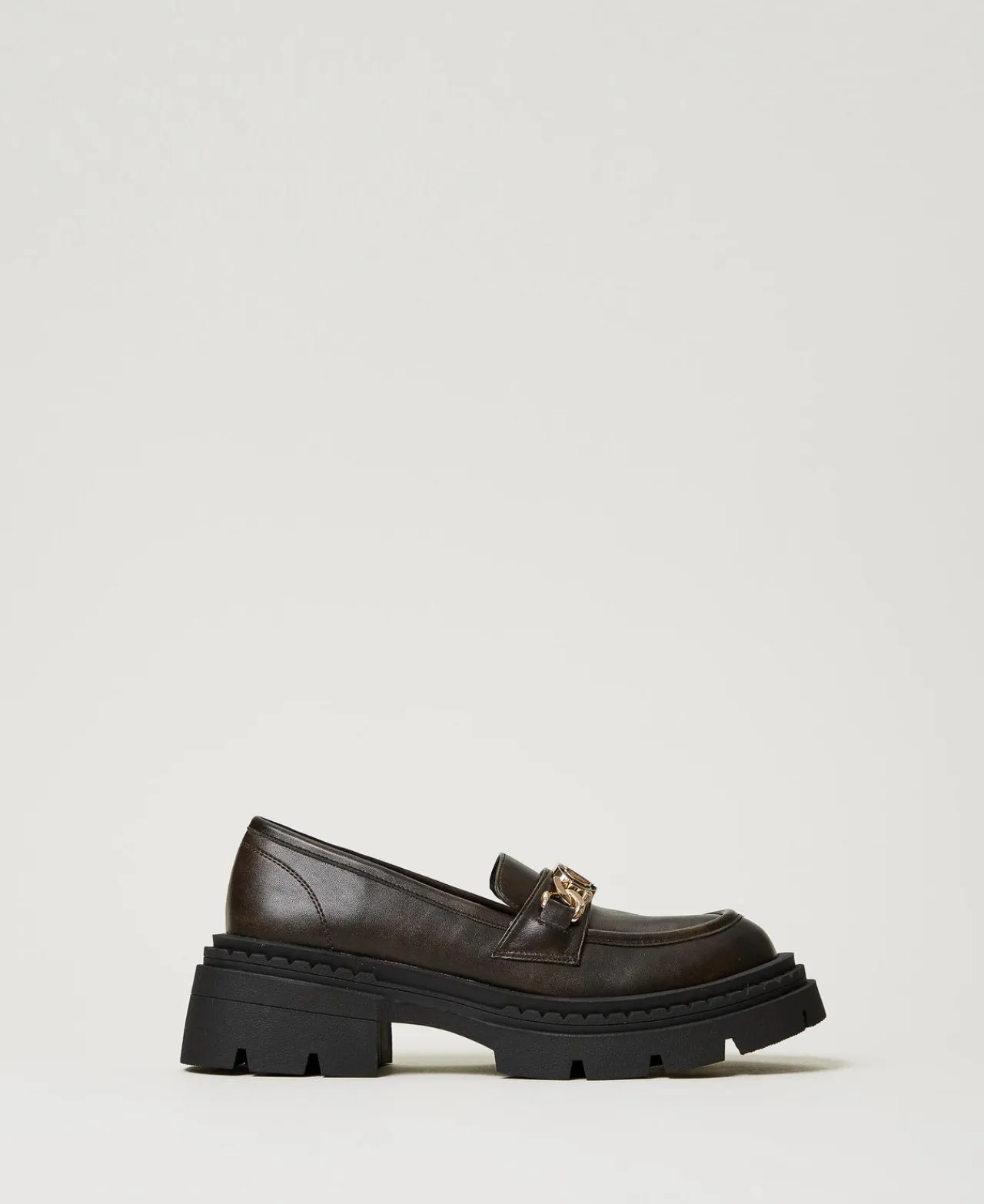 Ballerines Et Mocassins | Chaussures Plates*TWINSET Milano Mocassins Avec Barrette Oval T Coffee Chocolate