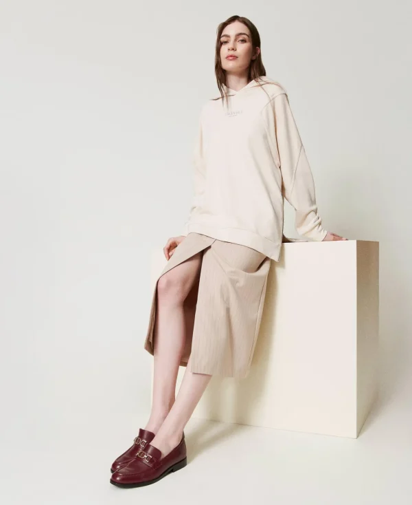 Ballerines Et Mocassins | Chaussures Plates*TWINSET Milano Mocassins En Cuir Avec Barrette Oval T Bordeaux