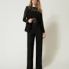 Pantalons Élégants | Pantalons Larges Et Palazzo*TWINSET Milano Pantalon Ample En Dentelle Macramé Noir