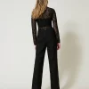 Pantalons Élégants | Pantalons Larges Et Palazzo*TWINSET Milano Pantalon Ample En Dentelle Macramé Noir