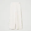 Pantalons Larges Et Palazzo*TWINSET Milano Pantalon Ample En Maille Avec Perles Blanc Antique White