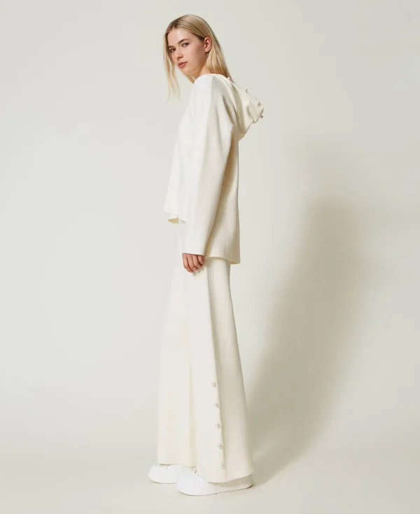 Pantalons Larges Et Palazzo*TWINSET Milano Pantalon Ample En Maille Avec Perles Blanc Antique White