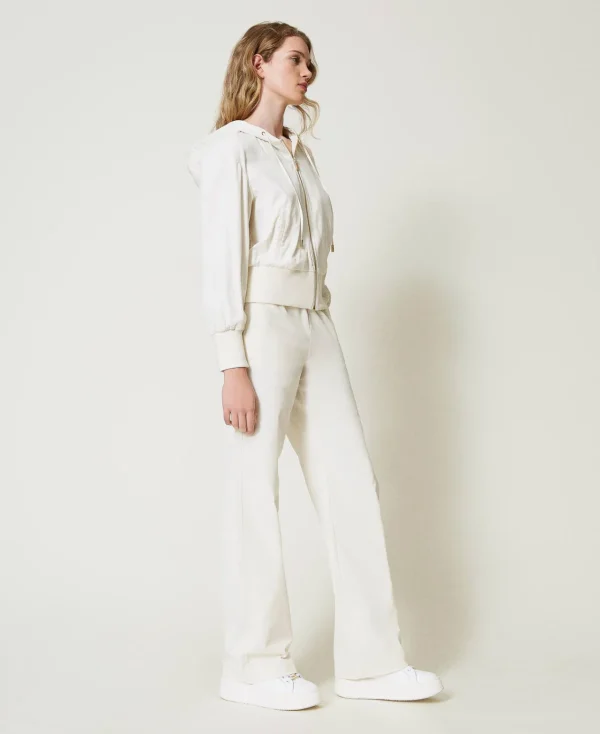 pantalon_ample_en_velours_2.webp Pantalons Élégants | Pantalons Larges Et Palazzo*TWINSET Milano Pantalon Ample En Velours Nacre