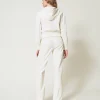 pantalon_ample_en_velours_3.webp Pantalons Élégants | Pantalons Larges Et Palazzo*TWINSET Milano Pantalon Ample En Velours Nacre