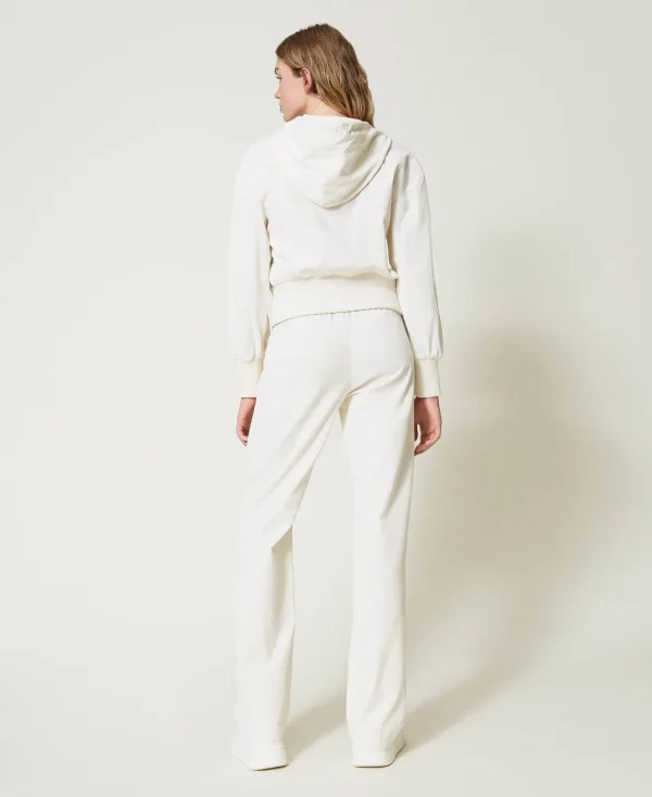 pantalon_ample_en_velours_3.webp Pantalons Élégants | Pantalons Larges Et Palazzo*TWINSET Milano Pantalon Ample En Velours Nacre