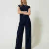 Pantalons Élégants | Pantalons Larges Et Palazzo*TWINSET Milano Pantalon Ample Rayé Avec Lurex Indigo Rayure Lurex