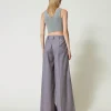 Pantalons Élégants | Pantalons Larges Et Palazzo*TWINSET Milano Pantalon Ample Rayé Avec Revers Gris Chiné Rayure Neige