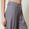Pantalons Élégants | Pantalons Larges Et Palazzo*TWINSET Milano Pantalon Ample Rayé Avec Revers Gris Chiné Rayure Neige
