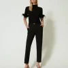 Pantalons Élégants | Pantalons Droits Et Cigarette*TWINSET Milano Pantalon Avec Bride Oval T Et Pli Noir