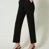 Pantalons Élégants | Pantalons Droits Et Cigarette*TWINSET Milano Pantalon Avec Bride Oval T Et Pli Noir
