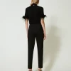 Pantalons Élégants | Pantalons Droits Et Cigarette*TWINSET Milano Pantalon Avec Bride Oval T Et Pli Noir