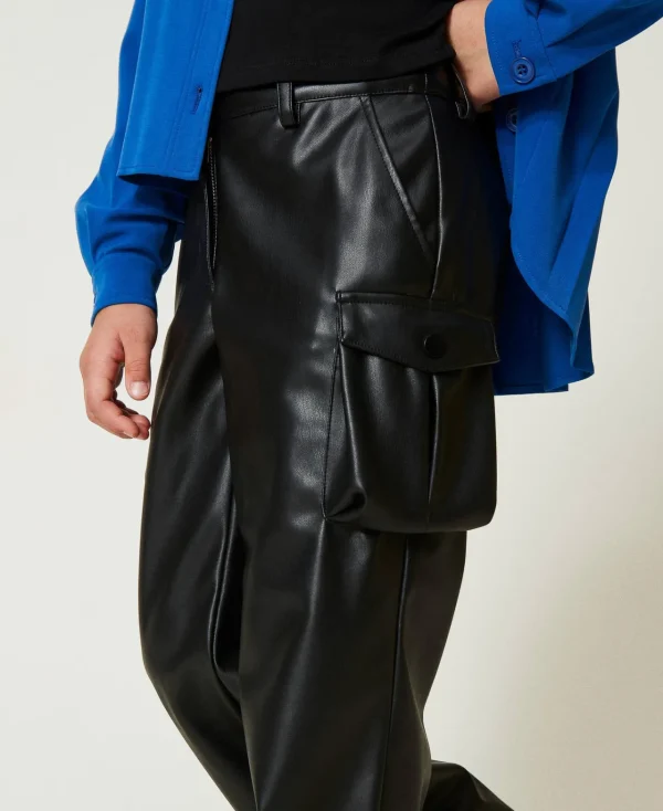 Pantalons Et Jeans*TWINSET Milano Pantalon Cargo Avec Poches Utility Noir