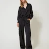 Pantalons Cargo | Pantalons Larges Et Palazzo*TWINSET Milano Pantalon Cargo En Satin Noir