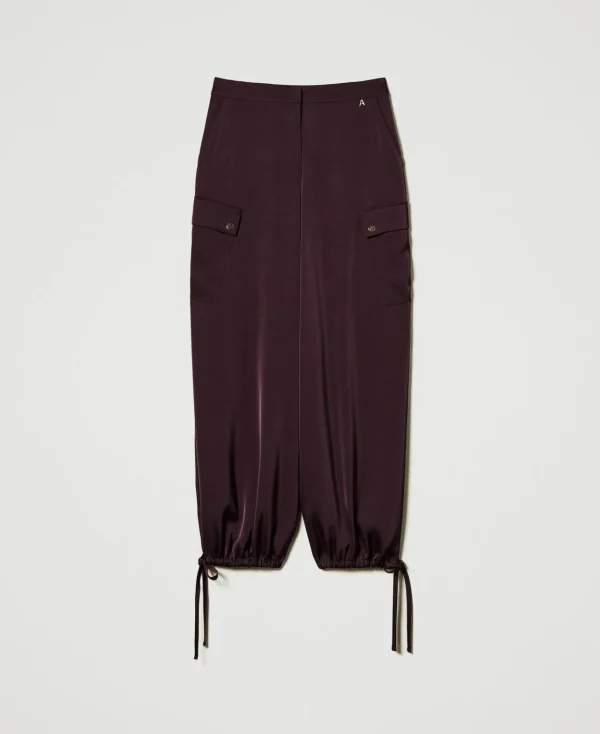 Pantalons Cargo*TWINSET Milano Pantalon Cargo En Satin Potent Purple