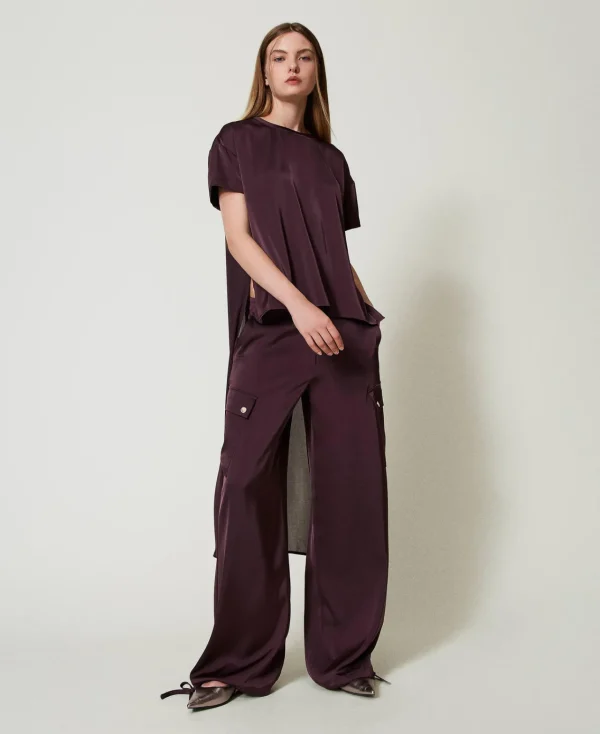 Pantalons Cargo*TWINSET Milano Pantalon Cargo En Satin Potent Purple