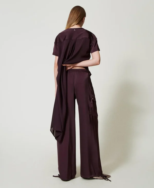 Pantalons Cargo*TWINSET Milano Pantalon Cargo En Satin Potent Purple