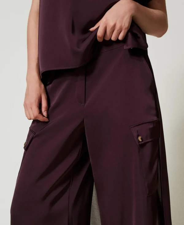 Pantalons Cargo*TWINSET Milano Pantalon Cargo En Satin Potent Purple