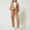Pantalons Cargo*TWINSET Milano Pantalon Cargo En Scuba Et Satin Caramel Camel
