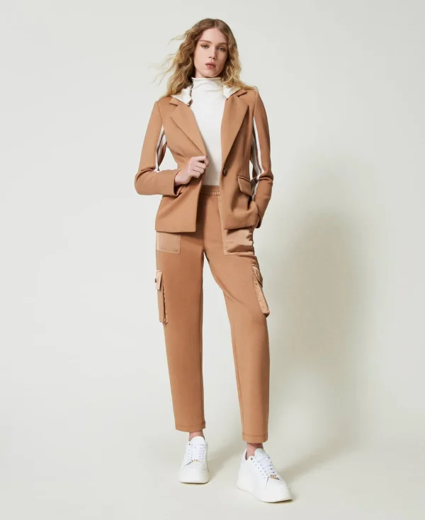 Pantalons Cargo*TWINSET Milano Pantalon Cargo En Scuba Et Satin Caramel Camel