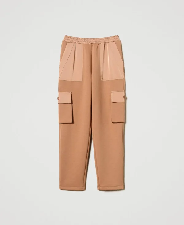 Pantalons Cargo*TWINSET Milano Pantalon Cargo En Scuba Et Satin Caramel Camel