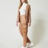 Pantalons Cargo*TWINSET Milano Pantalon Cargo En Scuba Et Satin Caramel Camel
