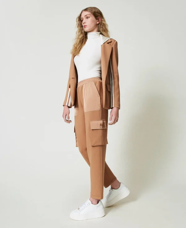 Pantalons Cargo*TWINSET Milano Pantalon Cargo En Scuba Et Satin Caramel Camel
