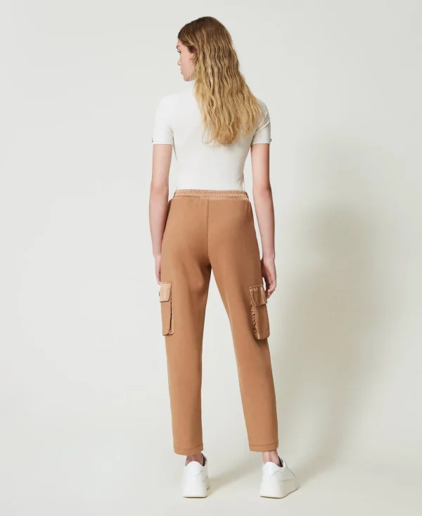 Pantalons Cargo*TWINSET Milano Pantalon Cargo En Scuba Et Satin Caramel Camel