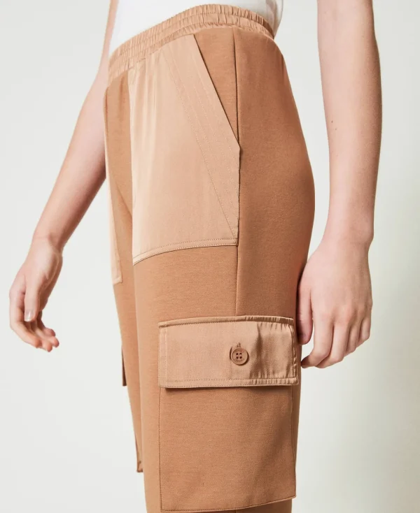 Pantalons Cargo*TWINSET Milano Pantalon Cargo En Scuba Et Satin Caramel Camel