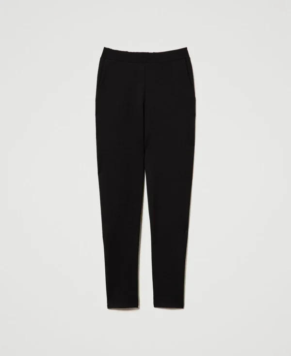 pantalon_cigarette_avec_l_1.webp Pantalons Droits Et Cigarette*TWINSET Milano Pantalon Cigarette Avec élastique Noir