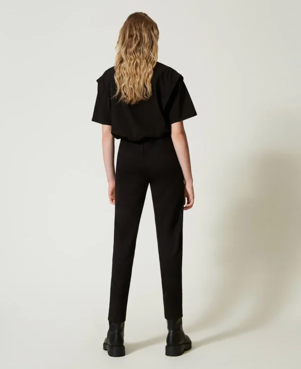 pantalon_cigarette_avec_l_3.webp Pantalons Droits Et Cigarette*TWINSET Milano Pantalon Cigarette Avec élastique Noir