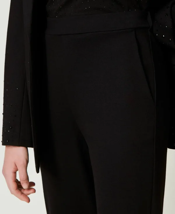 pantalon_cigarette_avec_l_4.webp Pantalons Droits Et Cigarette*TWINSET Milano Pantalon Cigarette Avec élastique Noir