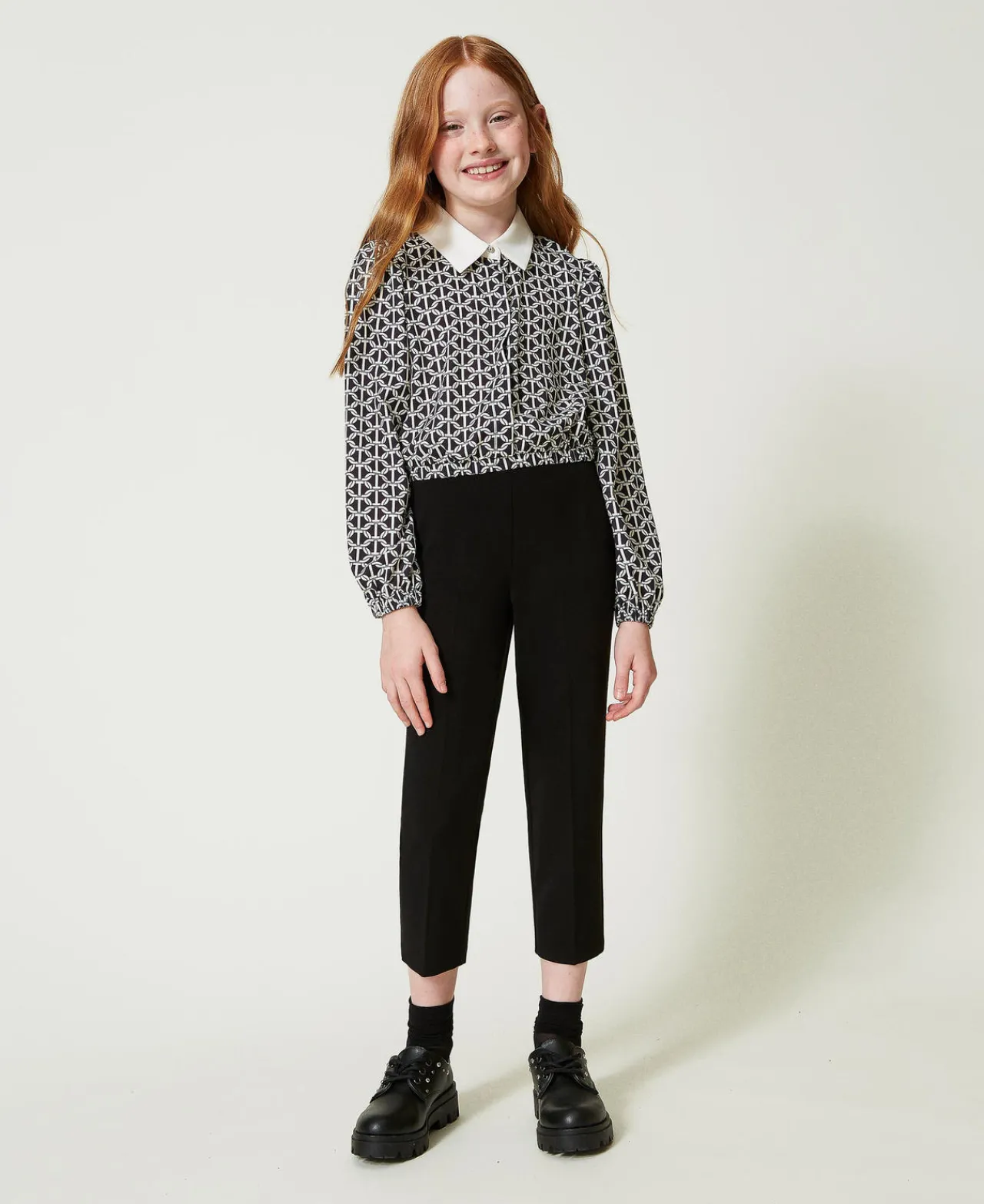 Pantalons Et Jeans*TWINSET Milano Pantalon Cigarette En Flanelle Noir