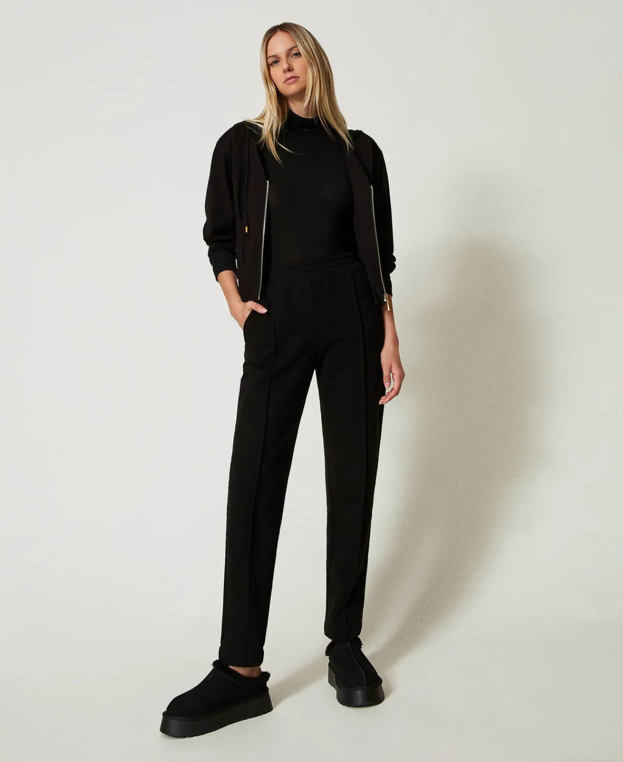 Pantalons Droits Et Cigarette*TWINSET Milano Pantalon Cigarette En Molleton Noir