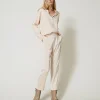 Pantalons Droits Et Cigarette*TWINSET Milano Pantalon Cigarette En Satin Rose Cloud Pink