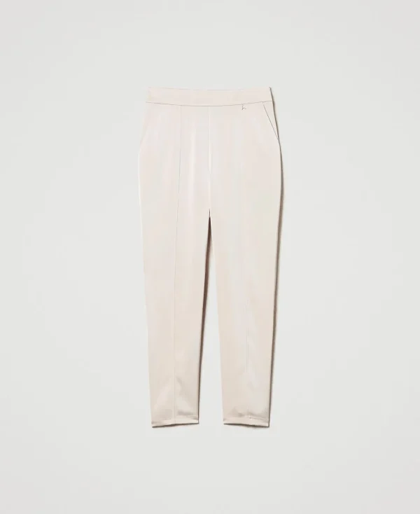 Pantalons Droits Et Cigarette*TWINSET Milano Pantalon Cigarette En Satin Rose Cloud Pink