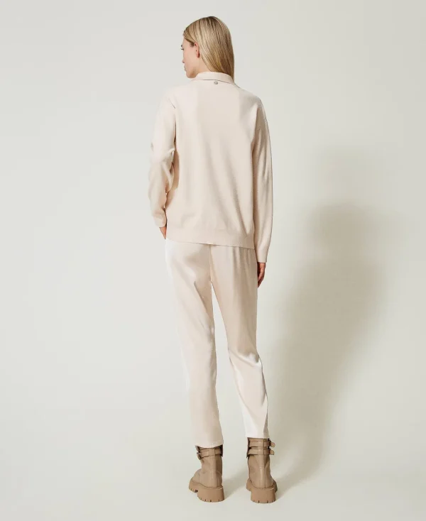 Pantalons Droits Et Cigarette*TWINSET Milano Pantalon Cigarette En Satin Rose Cloud Pink
