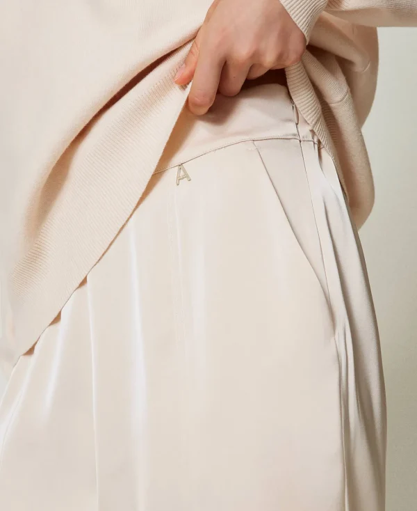 Pantalons Droits Et Cigarette*TWINSET Milano Pantalon Cigarette En Satin Rose Cloud Pink