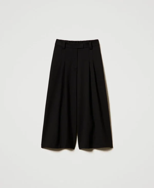 Pantalons Larges Et Palazzo*TWINSET Milano Pantalon Cropped Taille Haute Noir