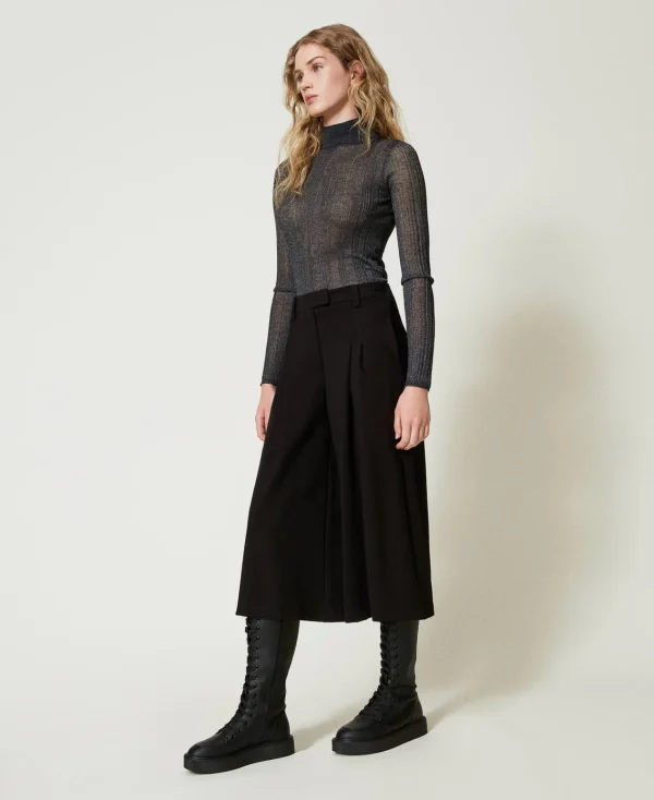 Pantalons Larges Et Palazzo*TWINSET Milano Pantalon Cropped Taille Haute Noir