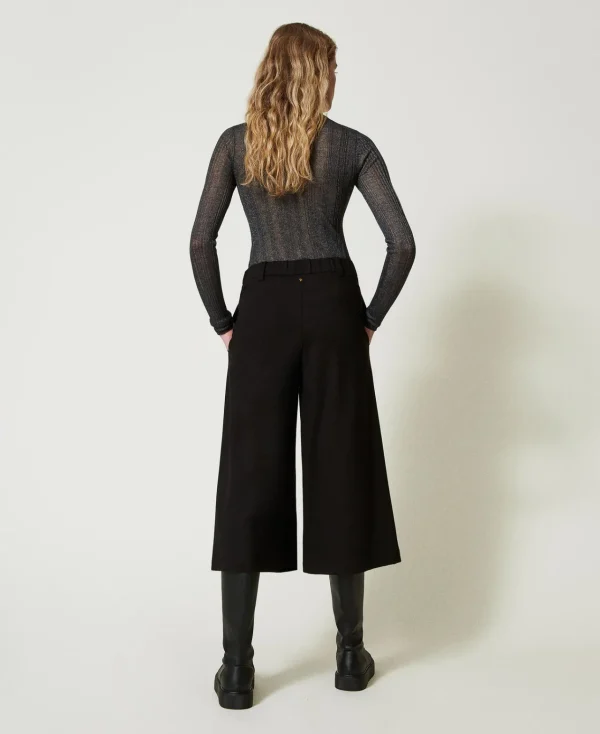 Pantalons Larges Et Palazzo*TWINSET Milano Pantalon Cropped Taille Haute Noir