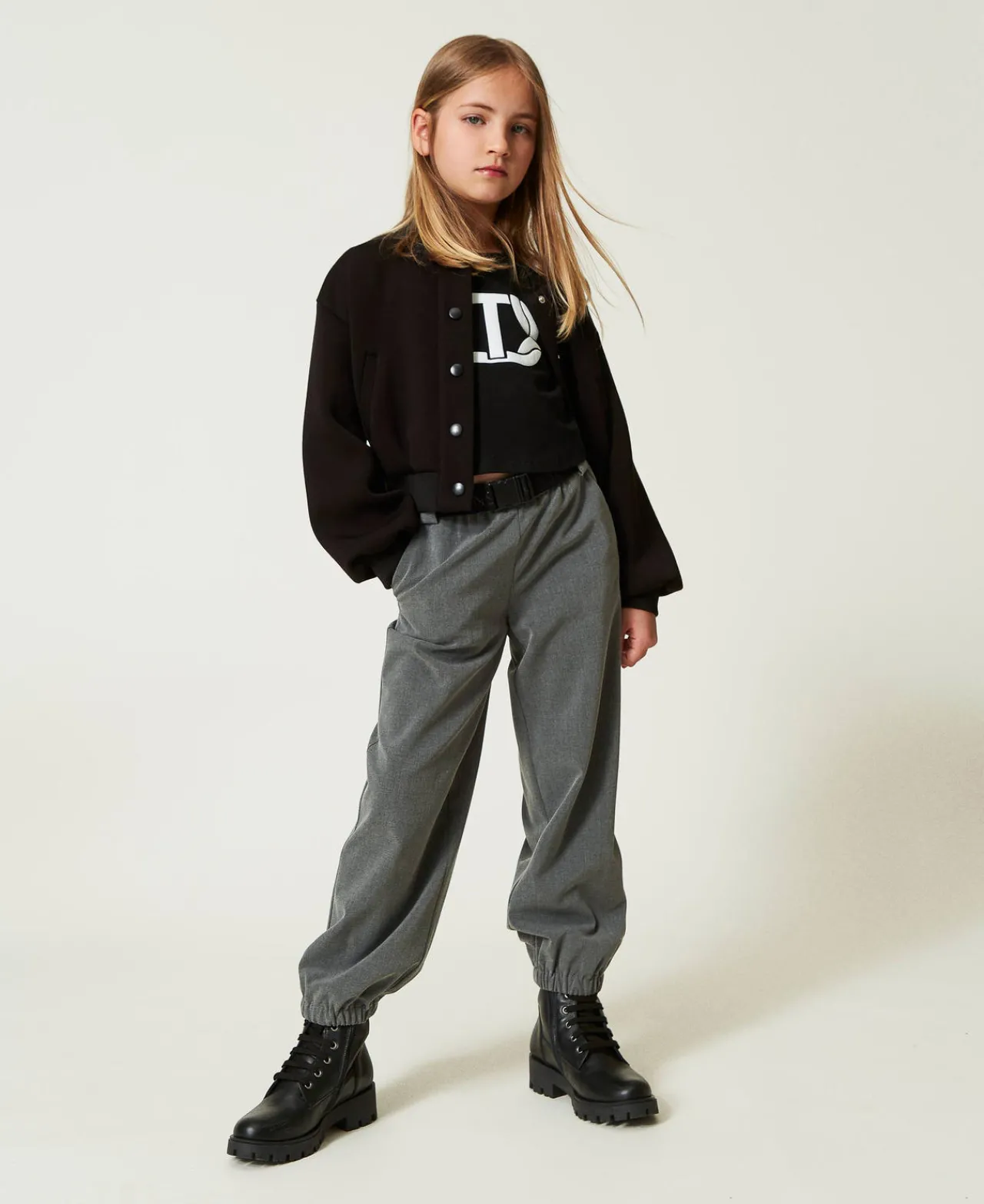 Pantalons Et Jeans*TWINSET Milano Pantalon De Jogging En Flanelle Avec Ceinture Gris Moyen Mélangé