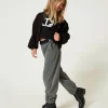Pantalons Et Jeans*TWINSET Milano Pantalon De Jogging En Flanelle Avec Ceinture Gris Moyen Mélangé