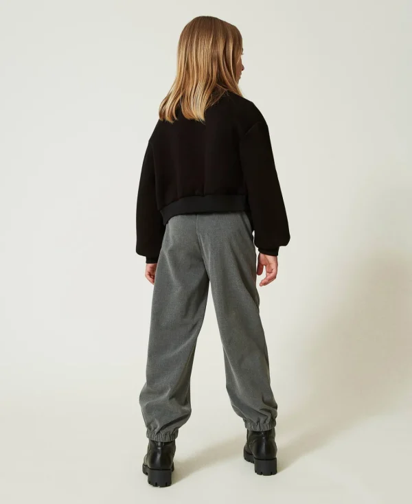 Pantalons Et Jeans*TWINSET Milano Pantalon De Jogging En Flanelle Avec Ceinture Gris Moyen Mélangé