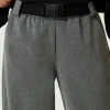 Pantalons Et Jeans*TWINSET Milano Pantalon De Jogging En Flanelle Avec Ceinture Gris Moyen Mélangé