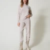 Pantalons De Jogging*TWINSET Milano Pantalon De Jogging En Maille Mélangée De Laine Et Lurex Bicolore Blanc Neige/Or Lurex